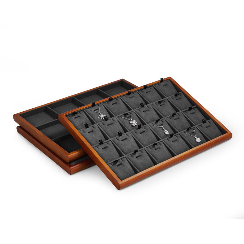 Wood Gray Microfiber Jewelry Display Tray P082