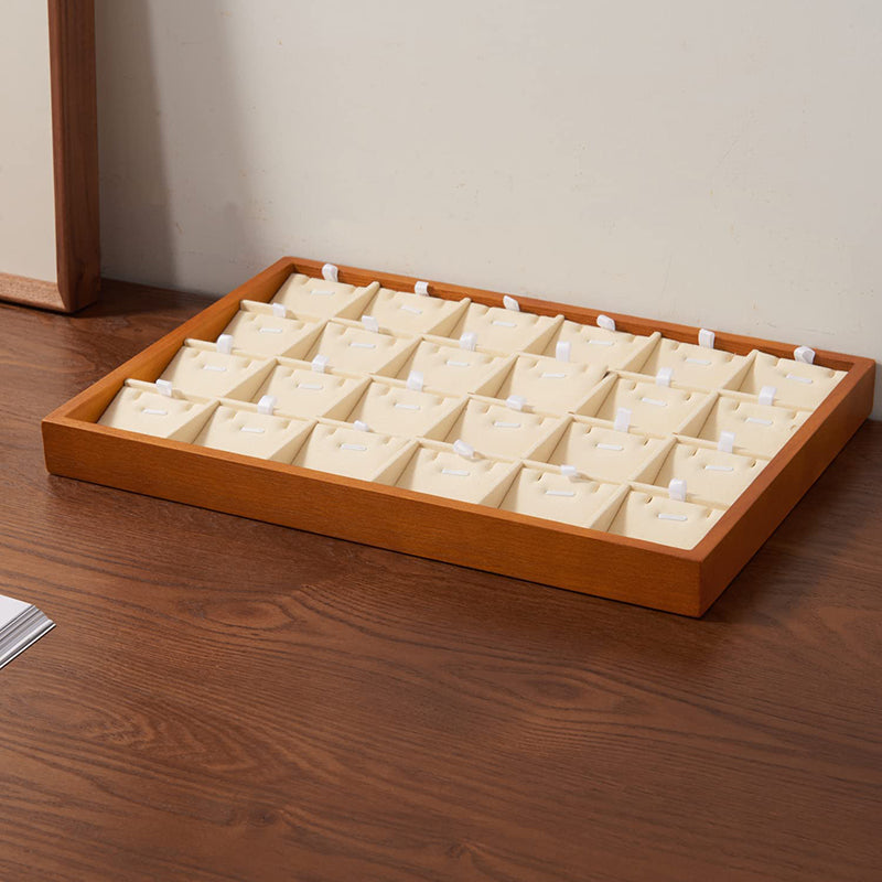 Cream White Wood Stackable Necklace Pendant Display Tray 24 Grids P05401