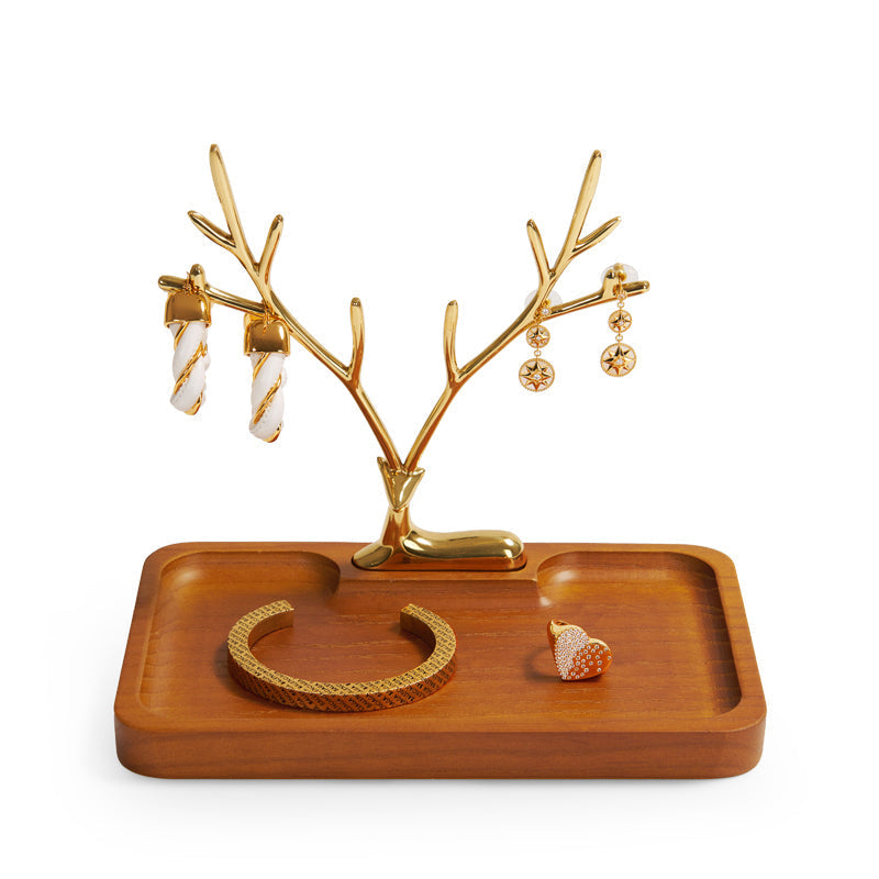 Wood Jewelry Display Tray With Deer Rack SM167
