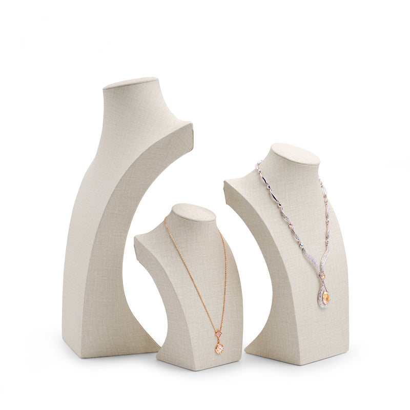 White PU Leather Necklace Bust Display Stand RX056