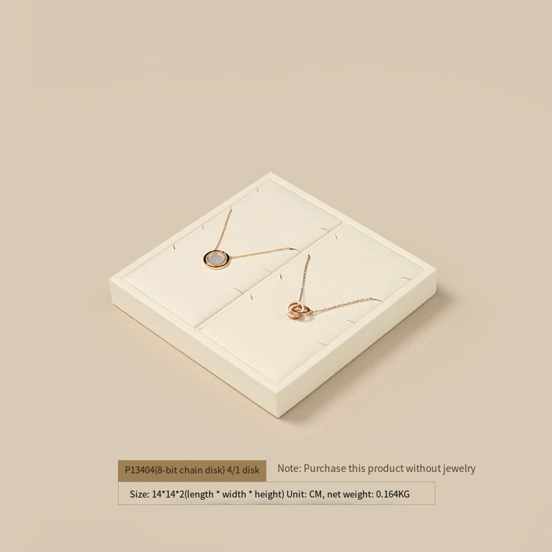 FANXI Luxury Microfiber Beige Ring Necklace Pendant Earring Display Tray P134
