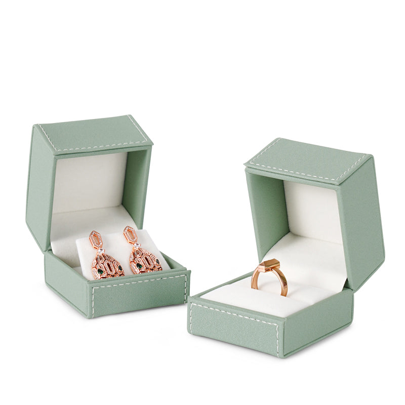Light Green PU Leather Gift Jewelry Ring Box H12001