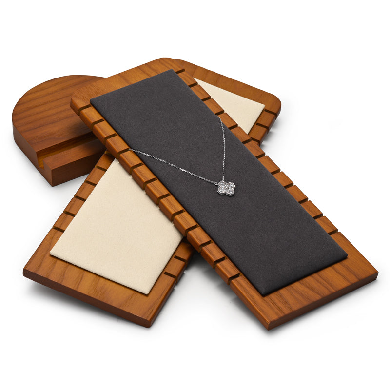 Solid Wood Microfiber Necklace Display Stand SM030