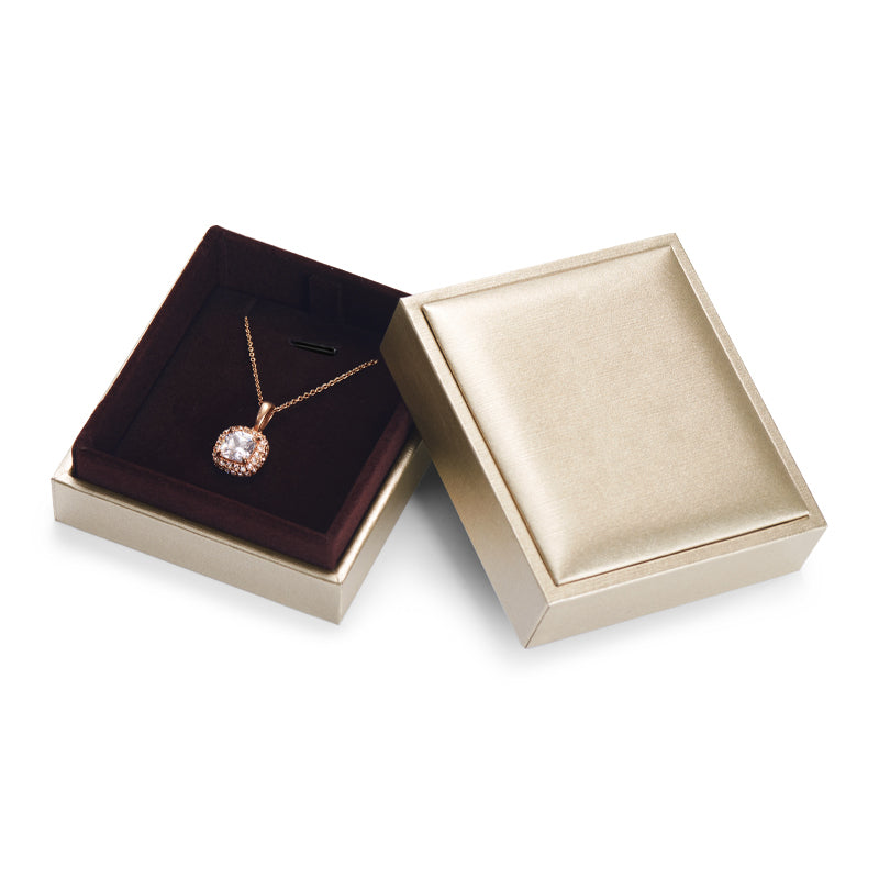 Champagne Leather Paper Jewelry Box H132