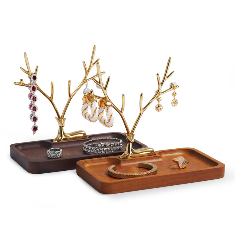 Wood Jewelry Display Tray With Deer Rack SM167