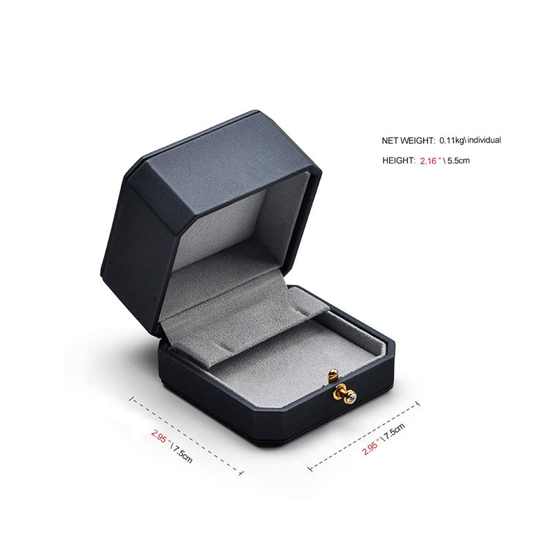 Dark Blue Octagonal PU Leather Earring Gift Box H076