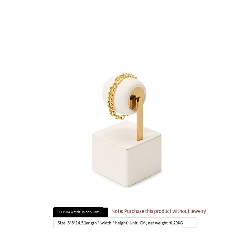 Beige Microfiber Ring Necklace Jewelry Display Set TT179