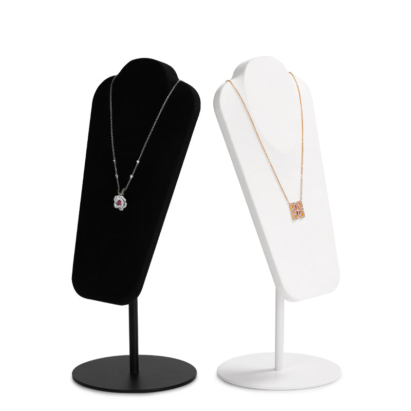 Elegant Microfiber Necklace Bust with Metal Base RX066