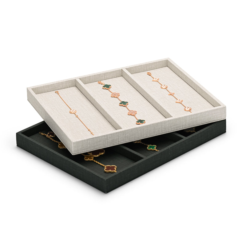 PU Leather 1:3 Compartment Jewelry Display Tray P100