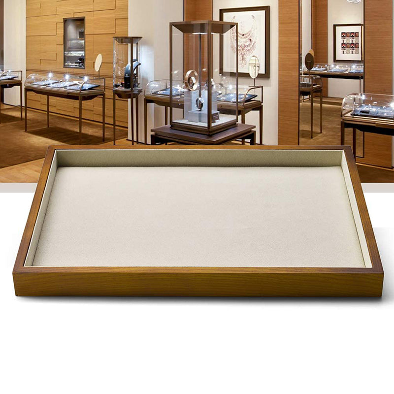 Cream White Wood Flat Stackable Jewelry Tray P04901
