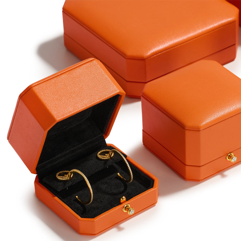 Orange Octagonal Leatherette Ring Box H13701