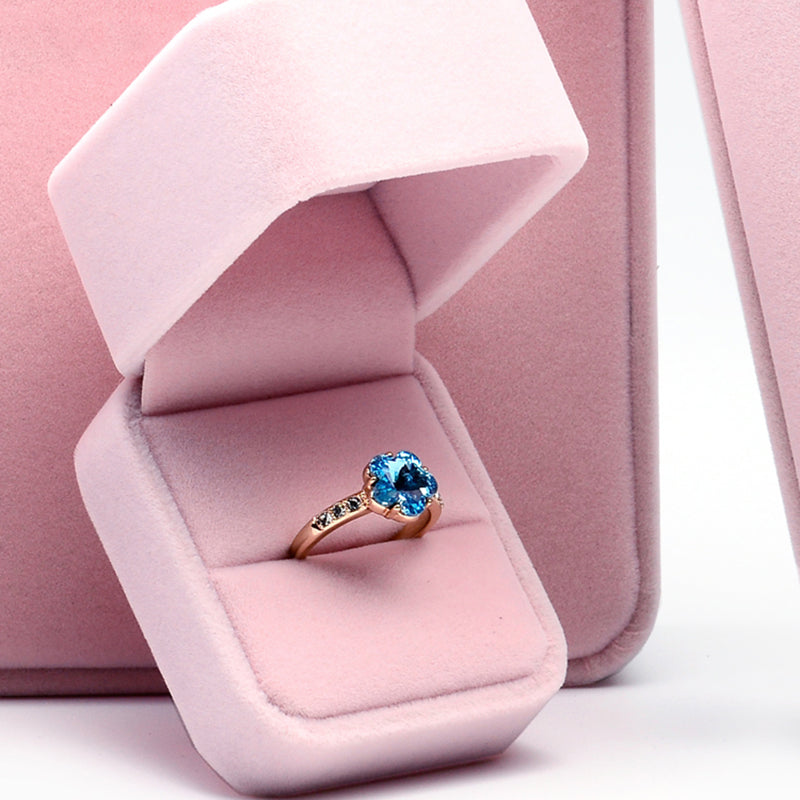 Pink Round Corner Flannelette Jewelry Packaging Box H008