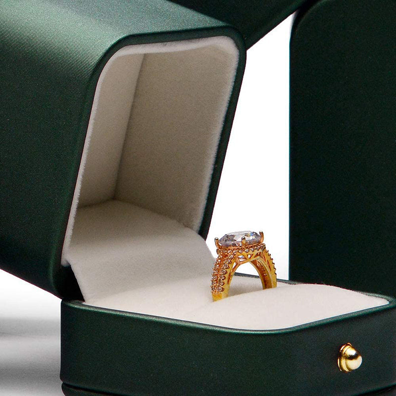 Green PU Leather Gift Ring Box H06801