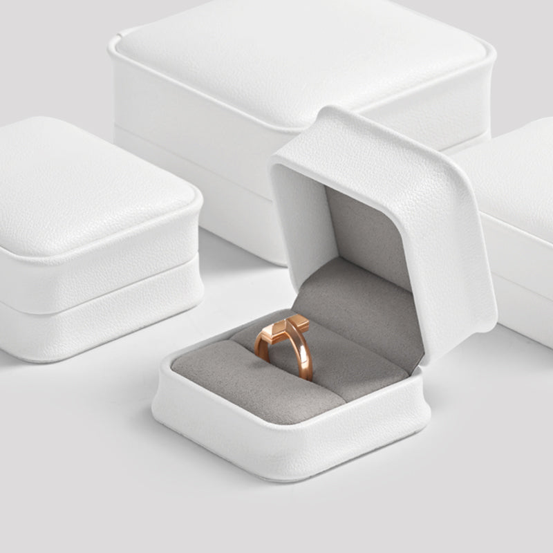 White PU Leather Jewelry Packaging Gift Ring Box H12301