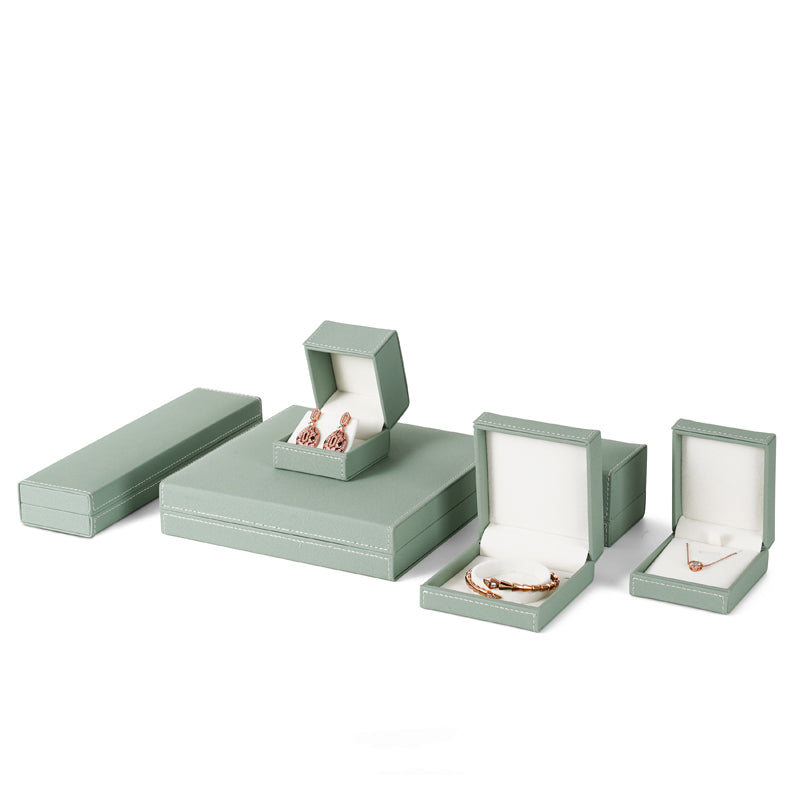 Light Green PU Leather Gift Jewelry Ring Box H12001
