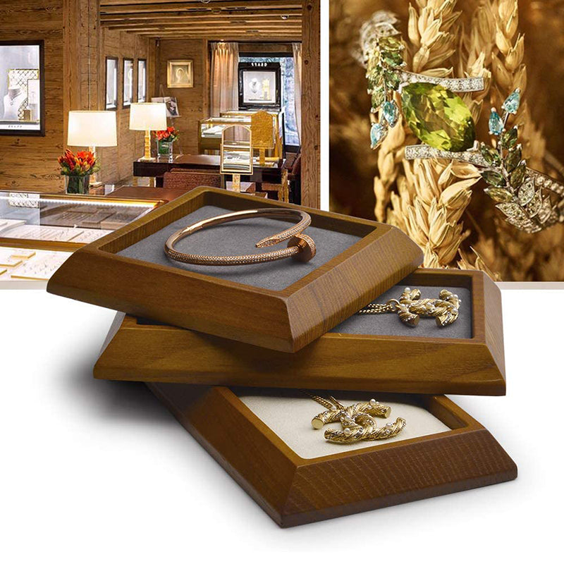 Dark Gray Rectangle Wood Jewelry Tray for Showcase Display SM09004