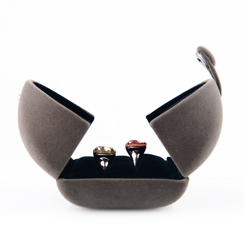 Gray Velvet Gift Jewelry Ring Box H00901