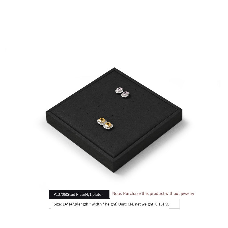 Luxury Microfiber Black Ring Necklace Pendant Earring Display Tray P137