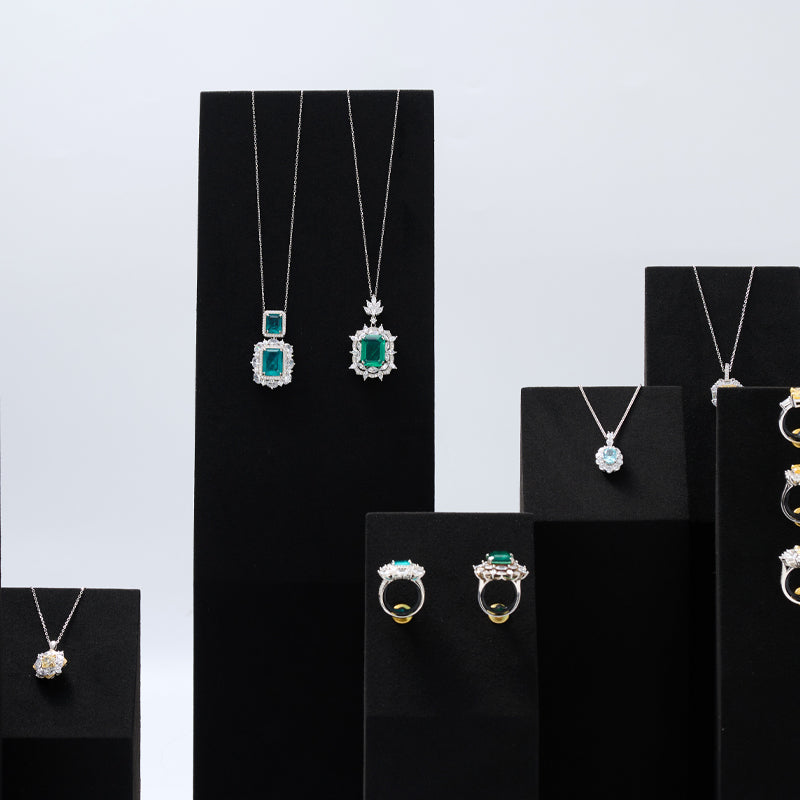 Black Microfiber Necklace Ring Holder Jewelry Display Set TT127