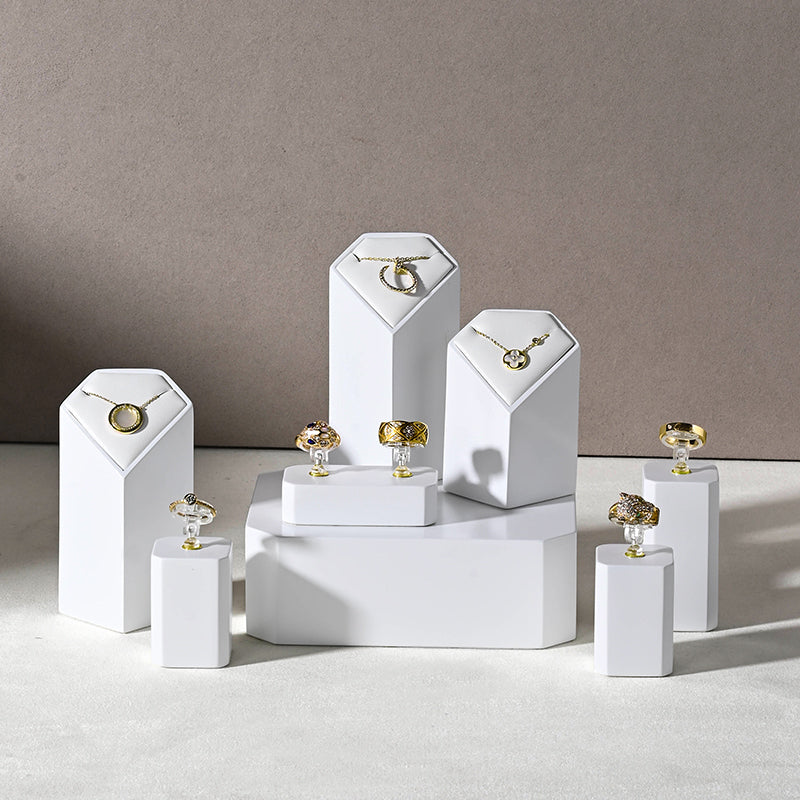 FANXI White Rings Earrings Necklace Jewelry Display Set TT241