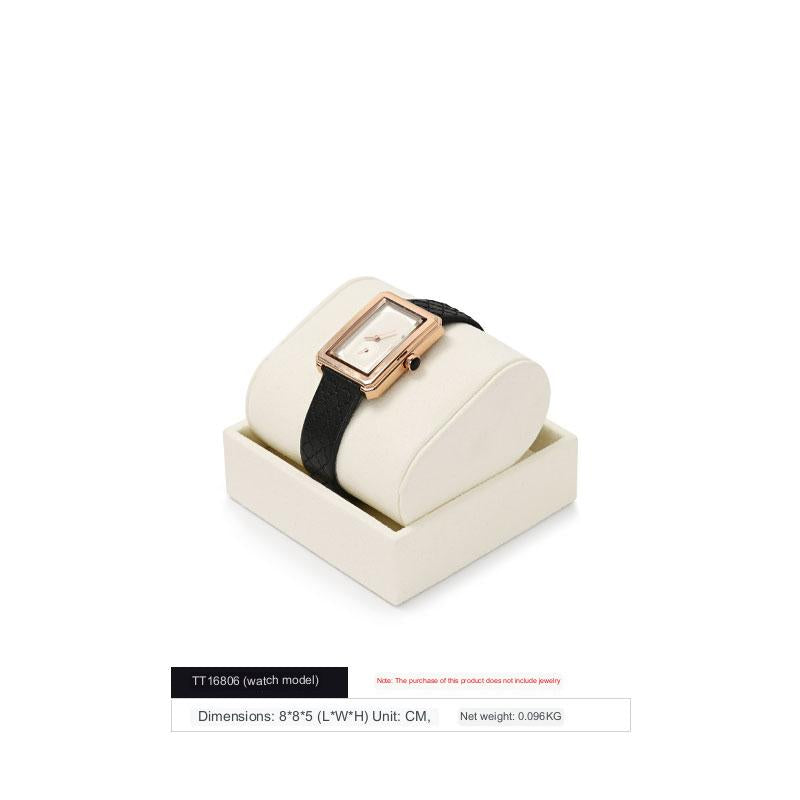 Beige Microfiber Ring Necklace Jewelry Display Set TT168