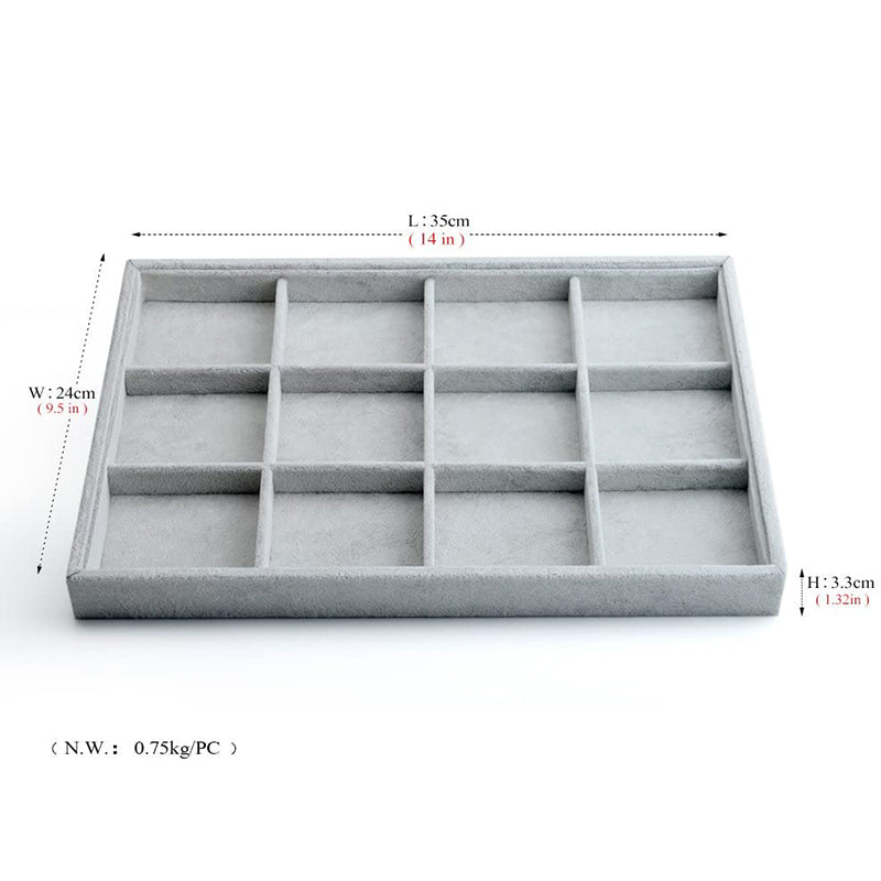 Velvet Stackable Jewelry Display Tray 12 Grids P00102