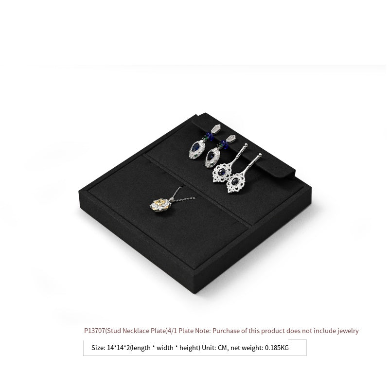 Luxury Microfiber Black Ring Necklace Pendant Earring Display Tray P137
