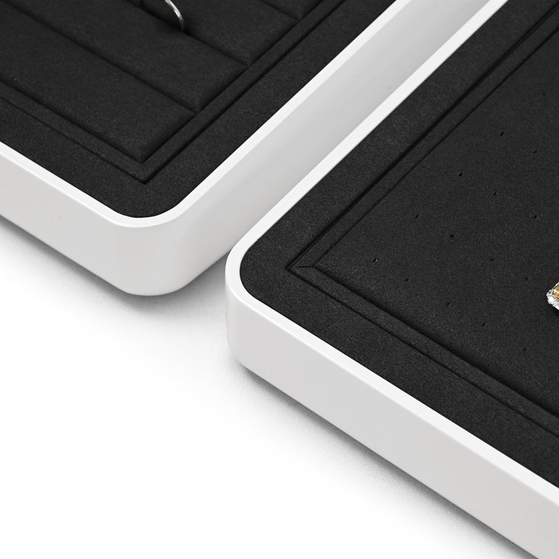 Luxury Microfiber Black Ring Necklace Pendant Earring Display Tray P137