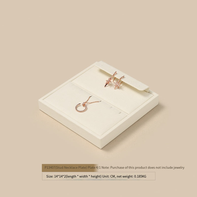 FANXI Luxury Microfiber Beige Ring Necklace Pendant Earring Display Tray P134