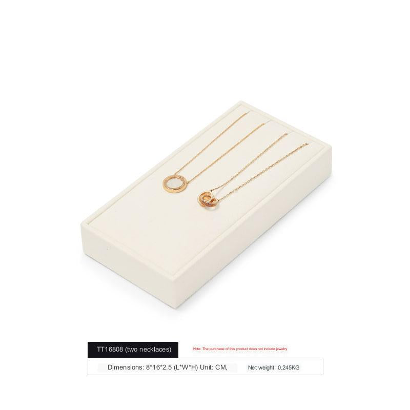 Beige Microfiber Ring Necklace Jewelry Display Set TT168