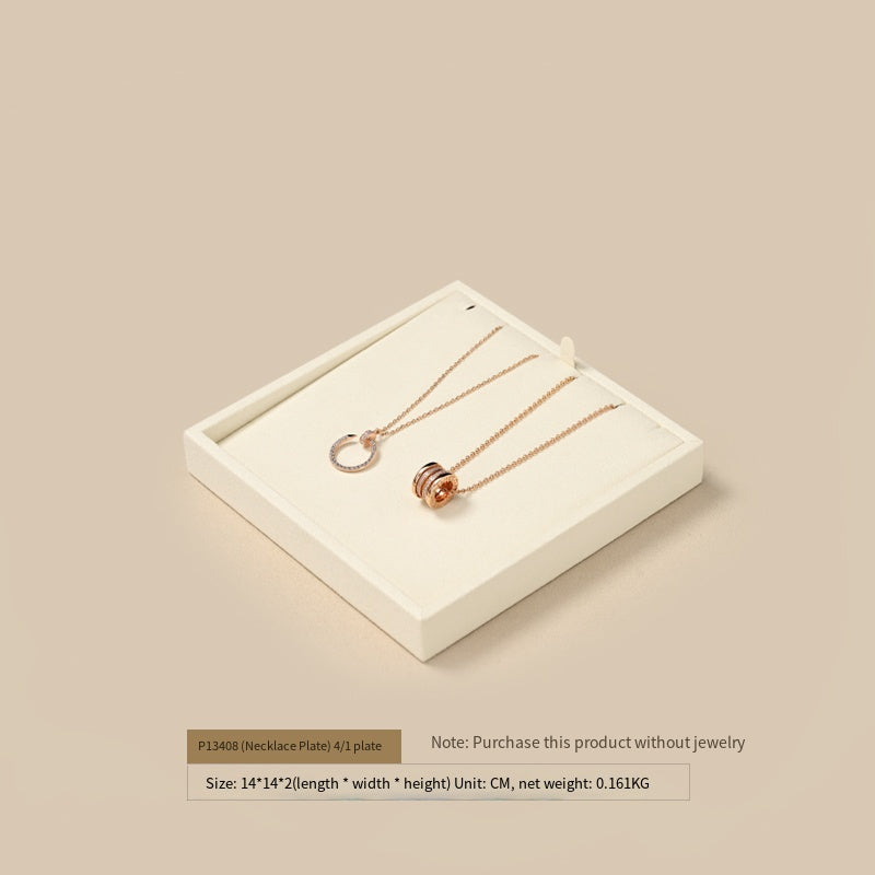FANXI Luxury Microfiber Beige Ring Necklace Pendant Earring Display Tray P134