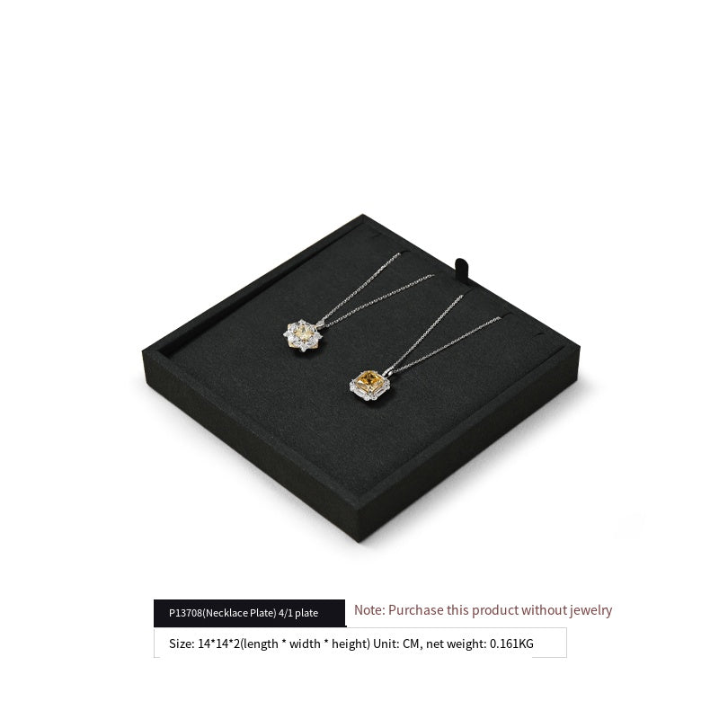 Luxury Microfiber Black Ring Necklace Pendant Earring Display Tray P137