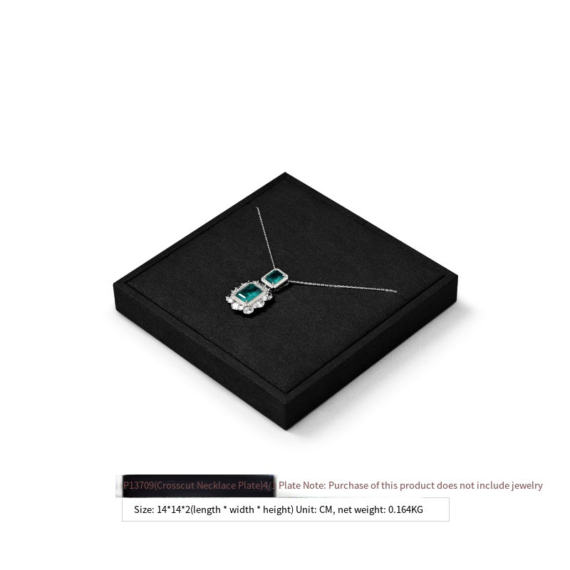 Luxury Microfiber Black Ring Necklace Pendant Earring Display Tray P137