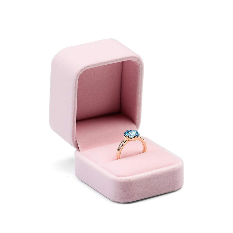 Pink Velvet Ring Jewelry Gift Ring Box H00801