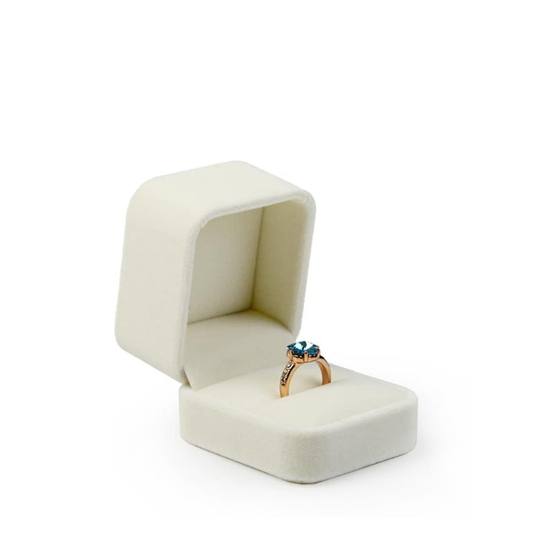 White Velvet Wedding Ring Box H04501