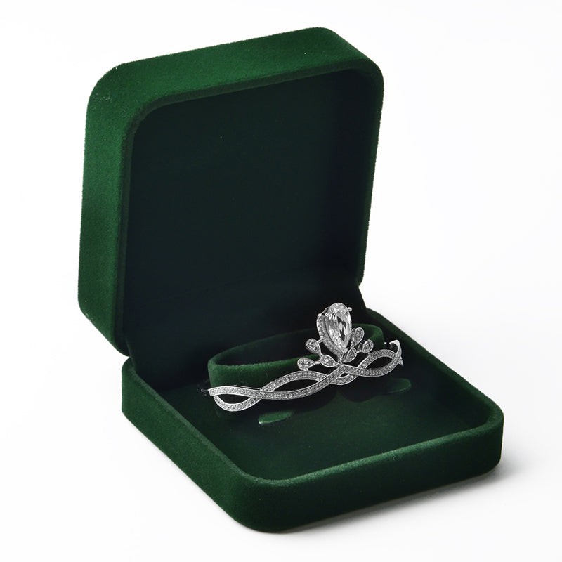 Dark Green Round Corner Velvet Gift Jewelry Box H070