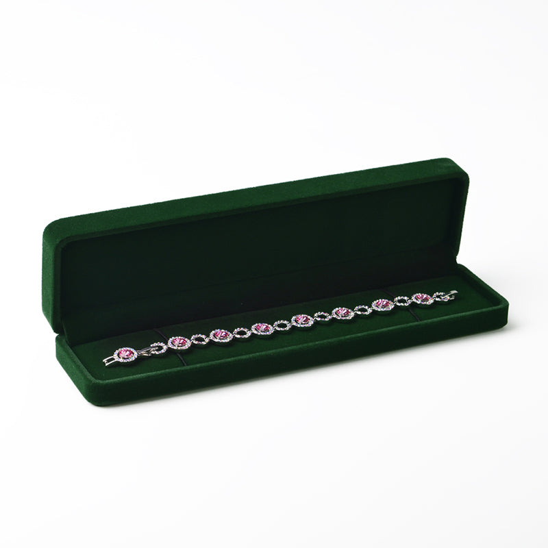 Dark Green Round Corner Velvet Gift Jewelry Box H070