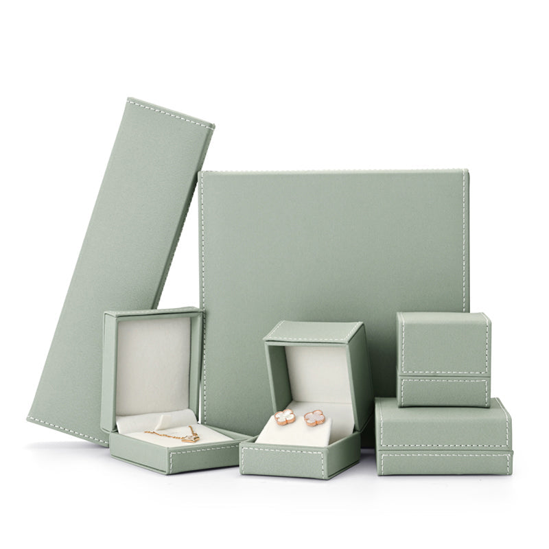Light Green PU Leather Jewelry Packaging Gift Box H120