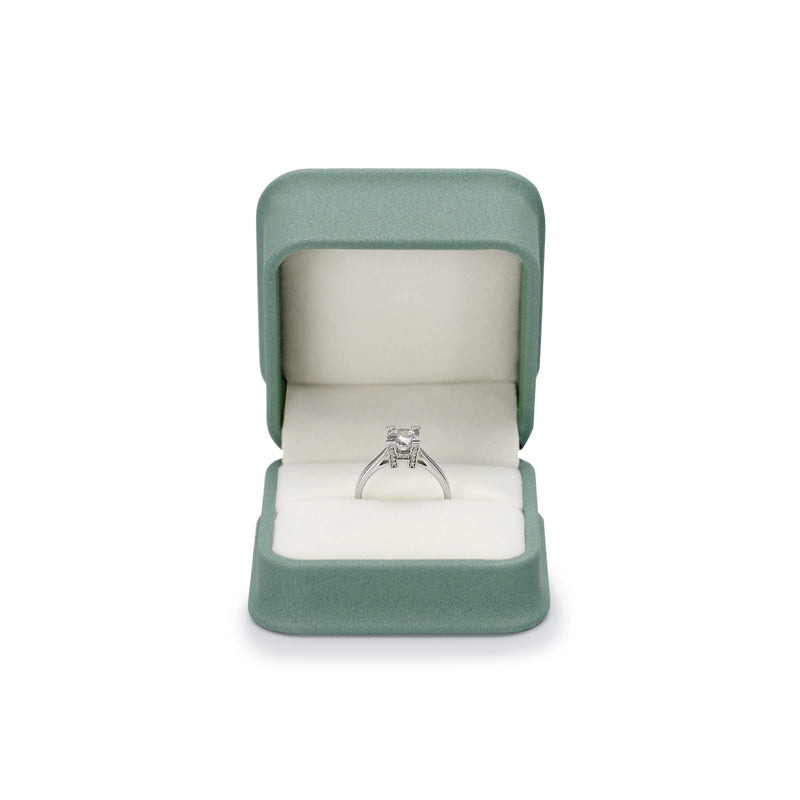 Green Pu Leather Plush Ring Jewelry Box H145