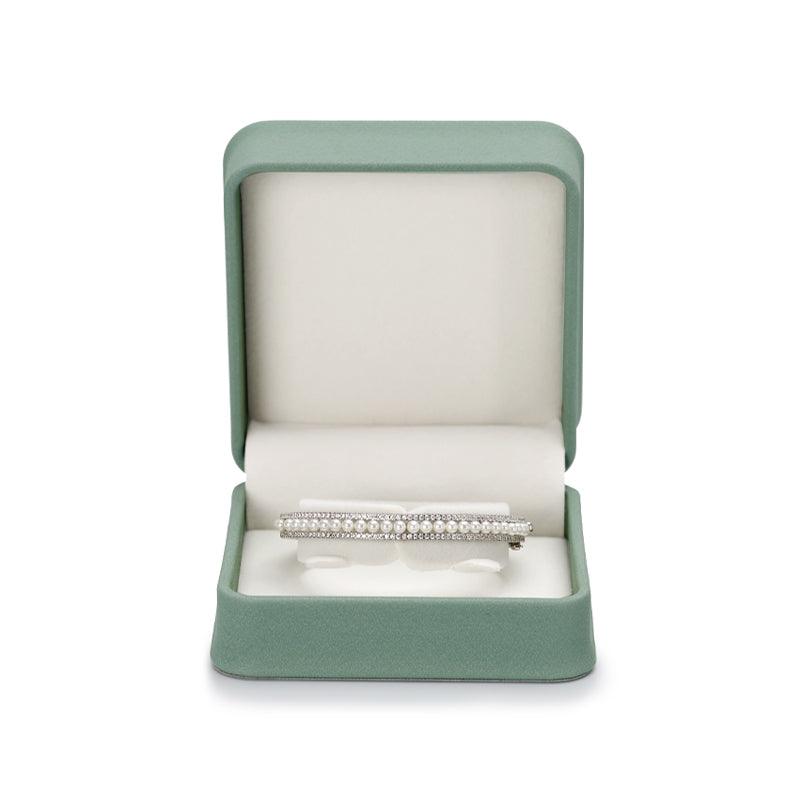 Green Pu Leather Plush Ring Jewelry Box H145