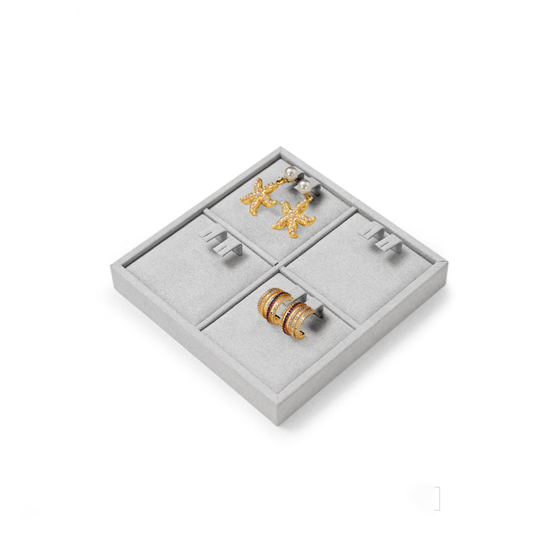 FANXI Luxury Microfiber Gray Ring Necklace Pendant Earring Display Tray P135