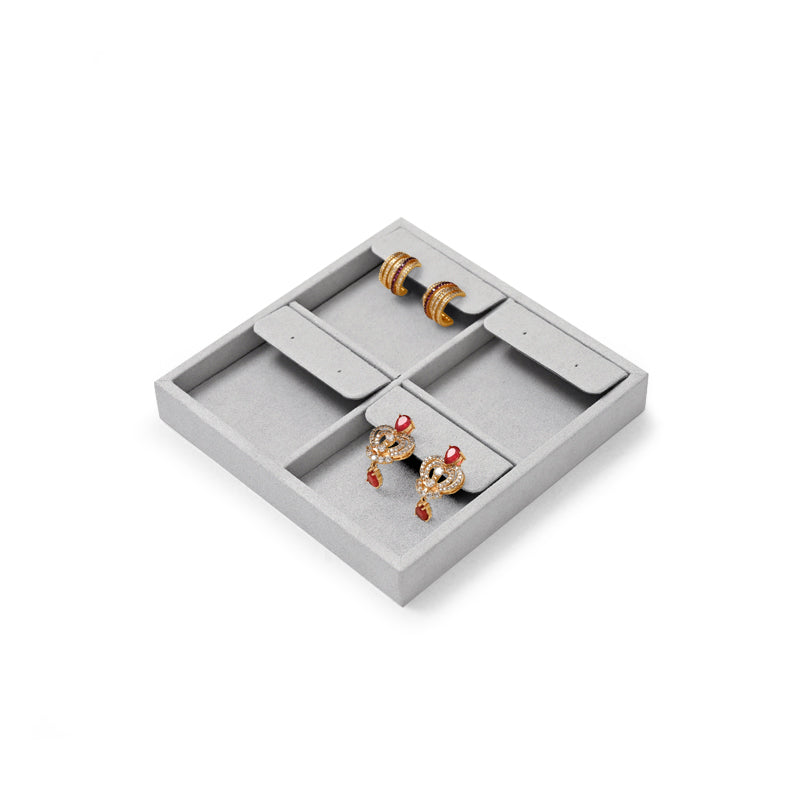 FANXI Luxury Microfiber Gray Ring Necklace Pendant Earring Display Tray P135