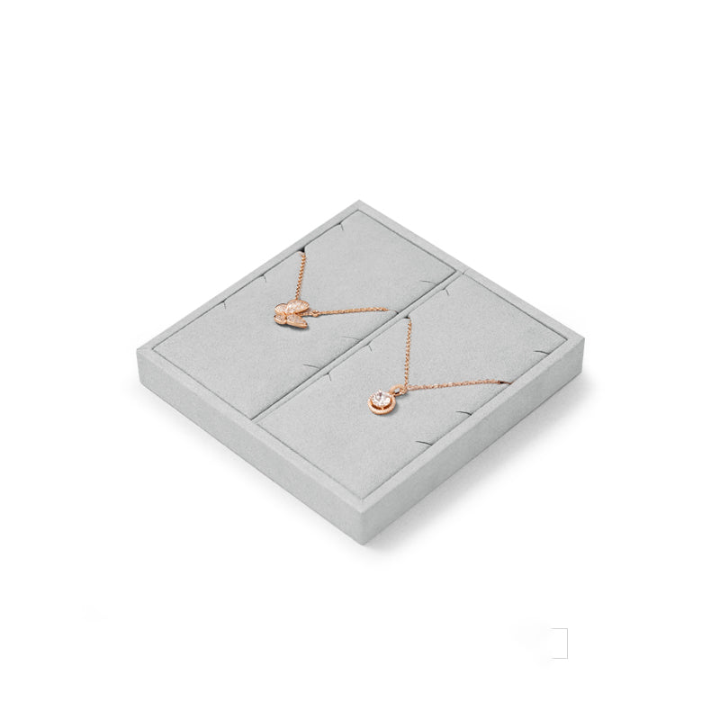 FANXI Luxury Microfiber Gray Ring Necklace Pendant Earring Display Tray P135