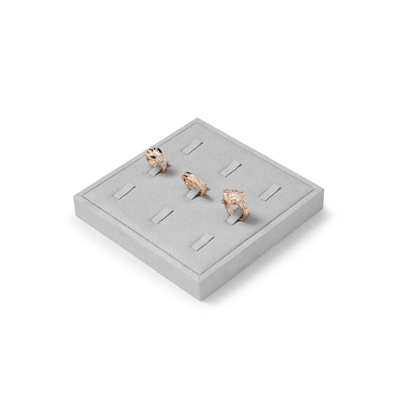 FANXI Luxury Microfiber Gray Ring Necklace Pendant Earring Display Tray P135