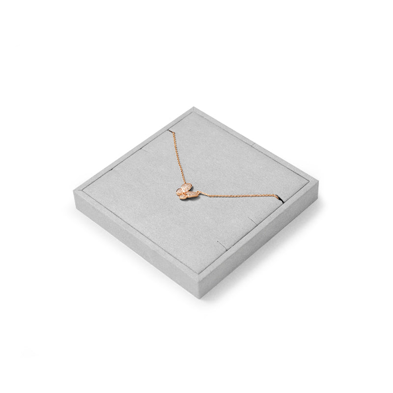 FANXI Luxury Microfiber Gray Ring Necklace Pendant Earring Display Tray P135