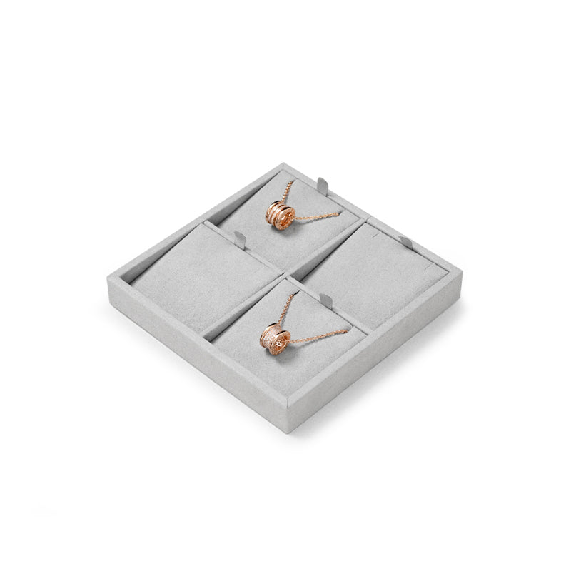 FANXI Luxury Microfiber Gray Ring Necklace Pendant Earring Display Tray P135