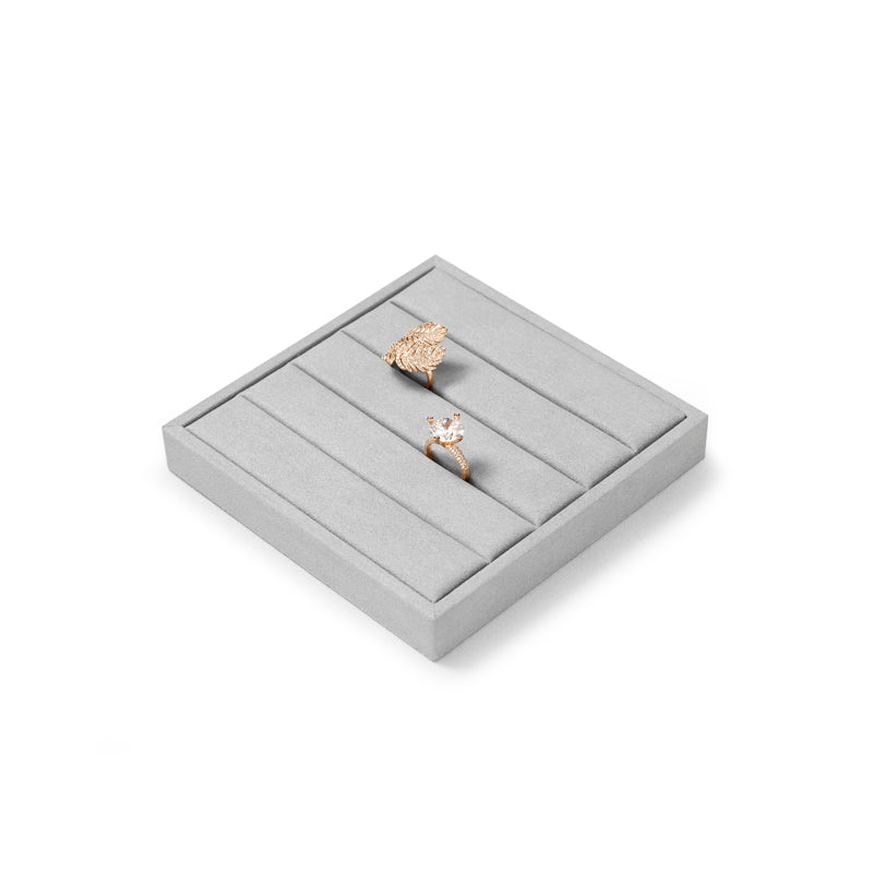 FANXI Luxury Microfiber Gray Ring Necklace Pendant Earring Display Tray P135