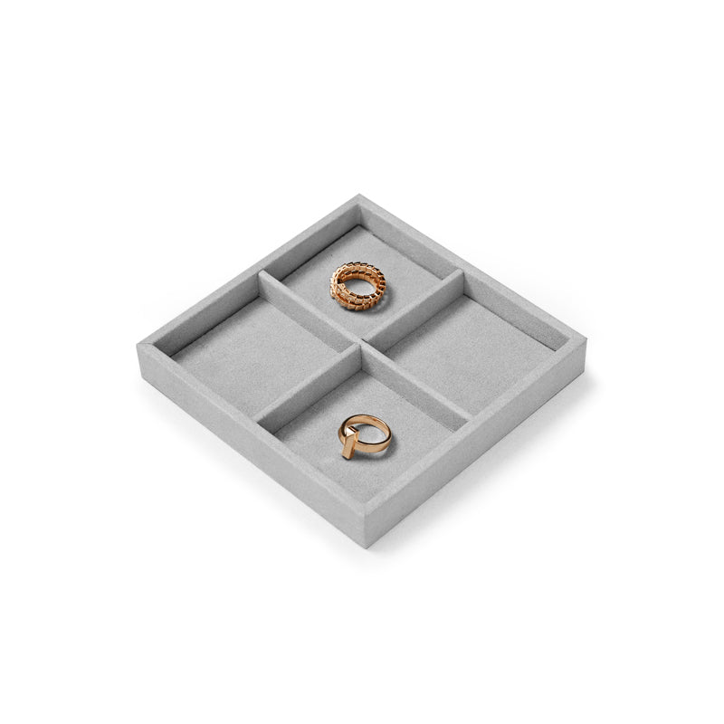 FANXI Luxury Microfiber Gray Ring Necklace Pendant Earring Display Tray P135