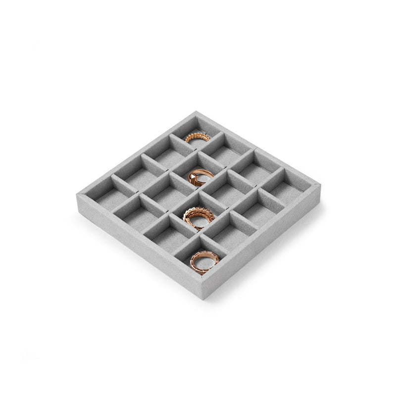 FANXI Luxury Microfiber Gray Ring Necklace Pendant Earring Display Tray P135