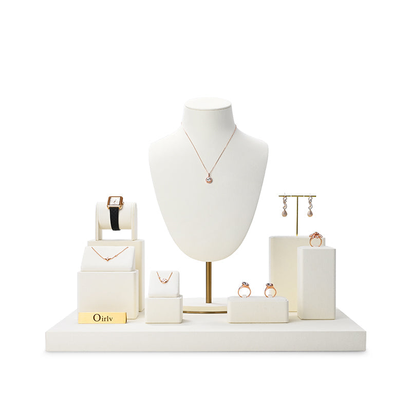 Beige Ring Pendant Earrings Jewelry Display Set TT230